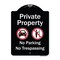 Signmission Designer Series-Private Property No Parking Or Trespassing With Symbols, 24" x 18", BW-1824-9916 A-DES-BW-1824-9916 - alternate 1